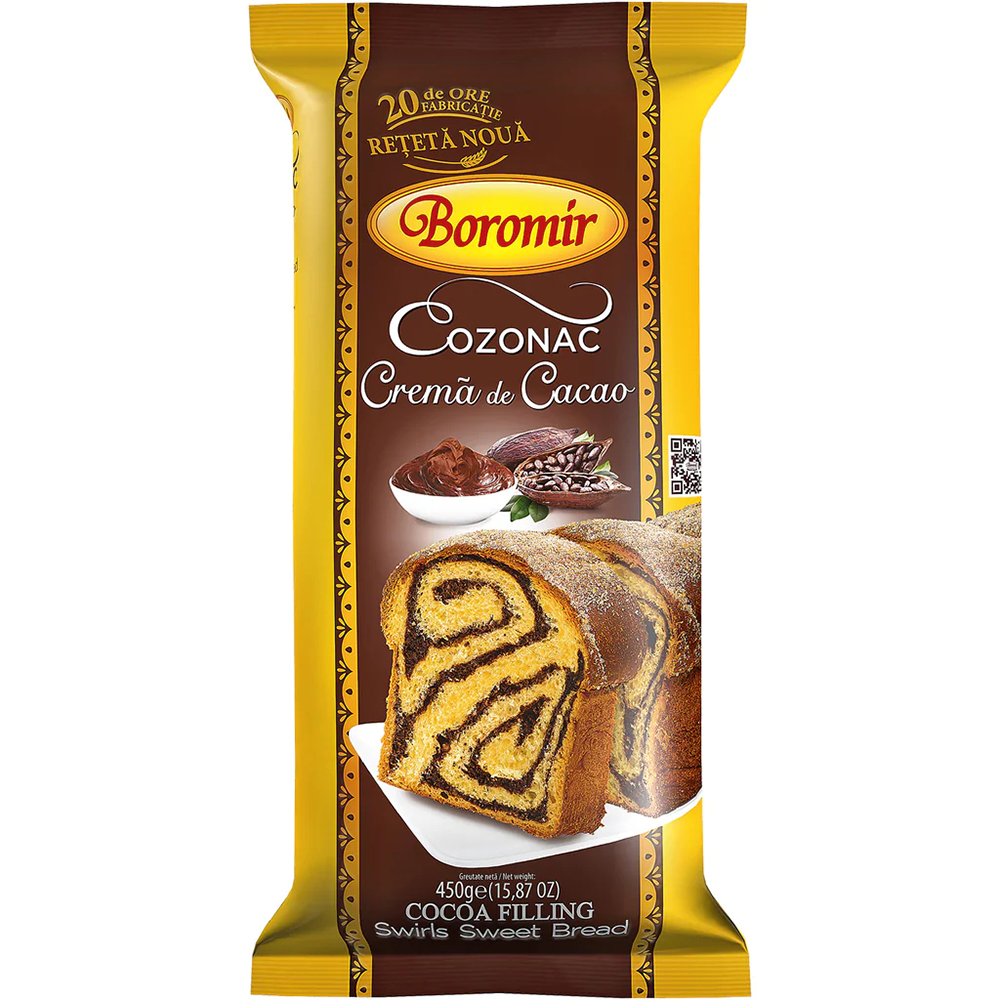 Cozonac Boromir, Crema de Cacao, Cantitate 450 g